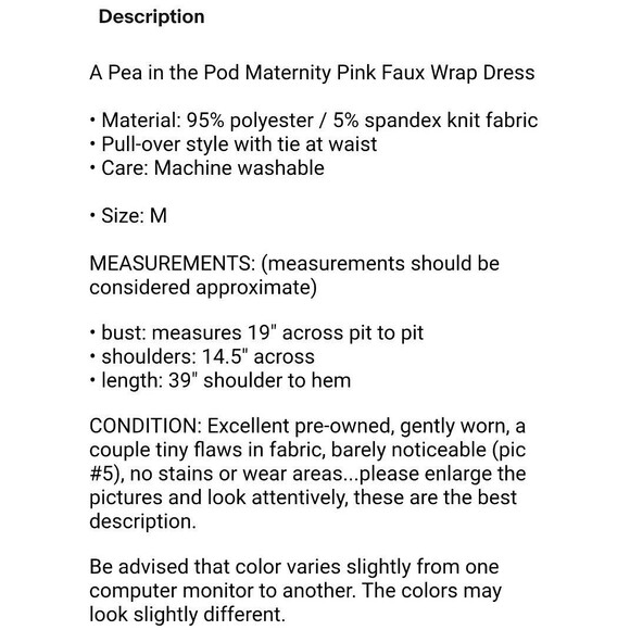 A Pea in the Pod Maternity Pink Faux Wrap Dress  Size M  Barbiecore  Officecore - Picture 11 of 11